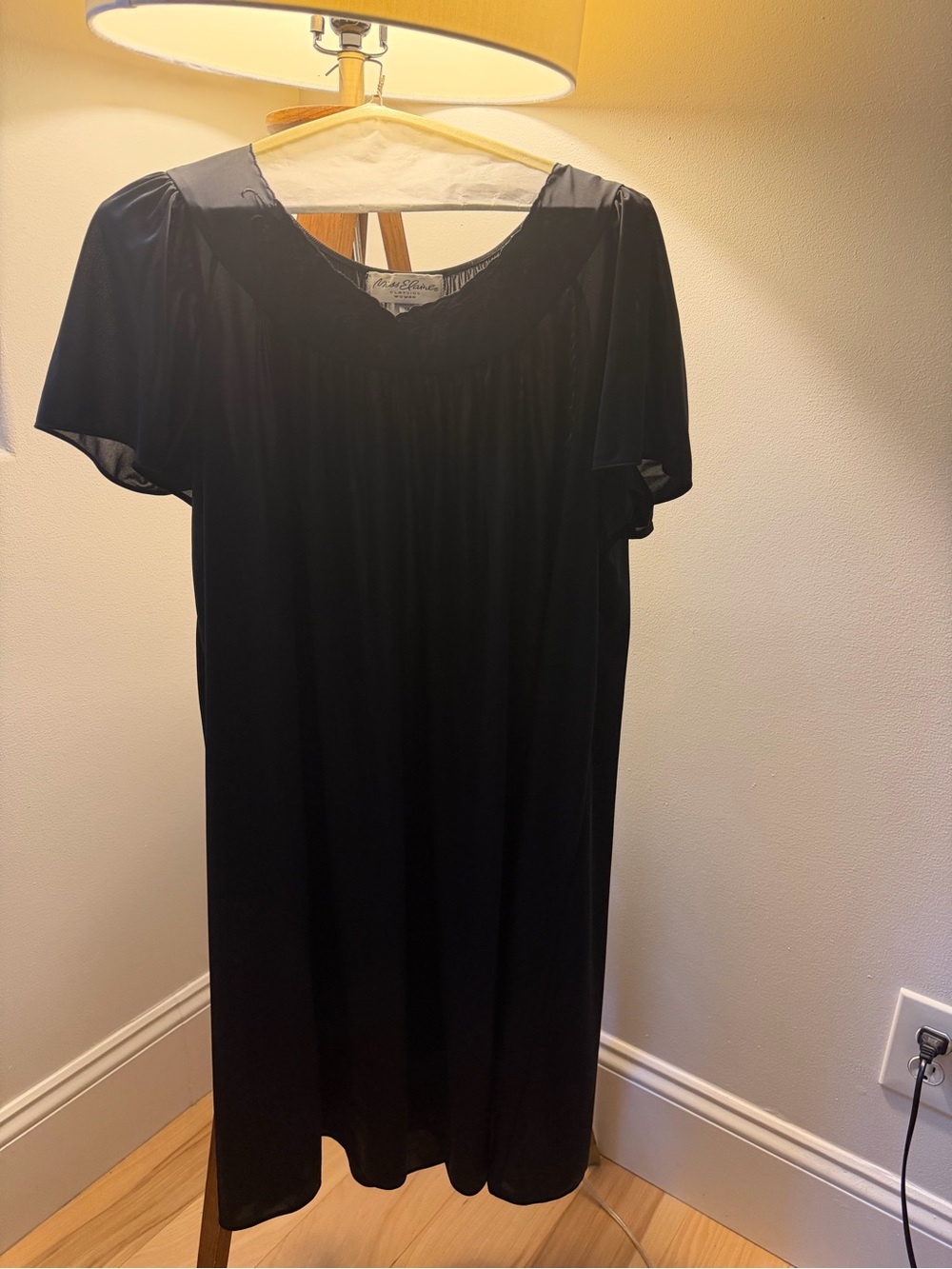 Vintage Black midi nightgown sheer size 1X #midi #housecoat